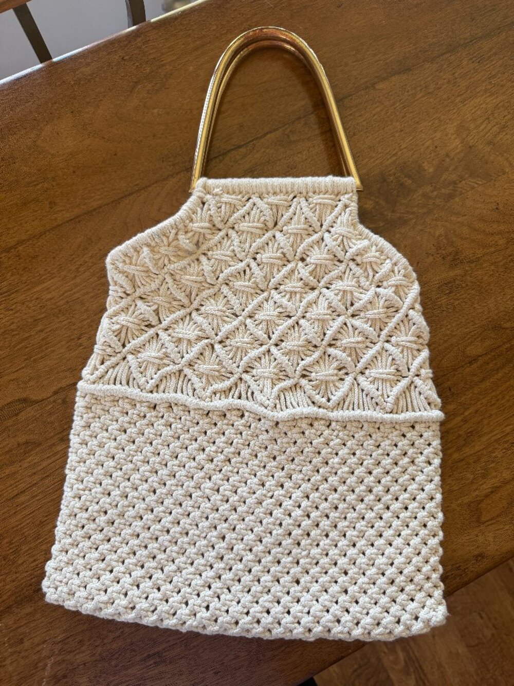 Ulla Johnson Crochet Tote Bag - Cream, Brass Handles